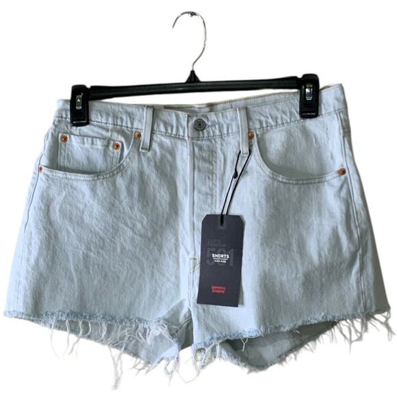 Levis Premium Jeans Short Womens 32 High Rise Button Fly Summer Sexy Denim NWT - Picture 4 of 12